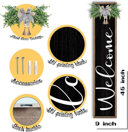 LuZhiQiang Front Porch for Welcome Standing Sign 45"X9" Vertical Tall Long - Image 2