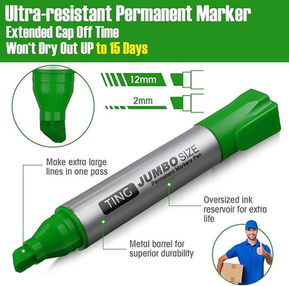 Fuutreo 10 Pack Jumbo Permanent Markers Bulk Large Chisel Tip Permanent Markers - Image 4