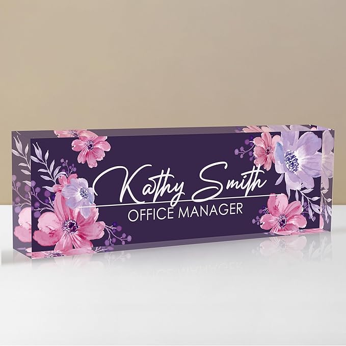 Personalized Name Plate for Desk, Custom Desk Name Plate, Acrylic Name Plate by EOBIBIFUN