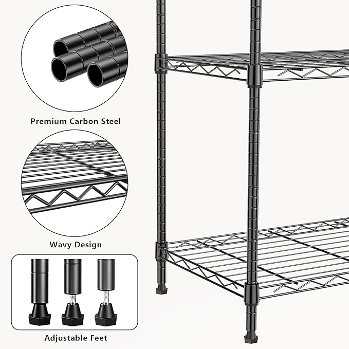 M MZG 1250 lbs 5 Tier Shelf Metal Storage Shelves Wire Rack Closet Organizers - Image 5