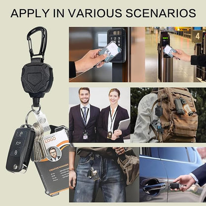 AIDSOTOU Heavy Duty Retractable Keychain Carabiner Badge Reel ID Badge Holder - Image 7