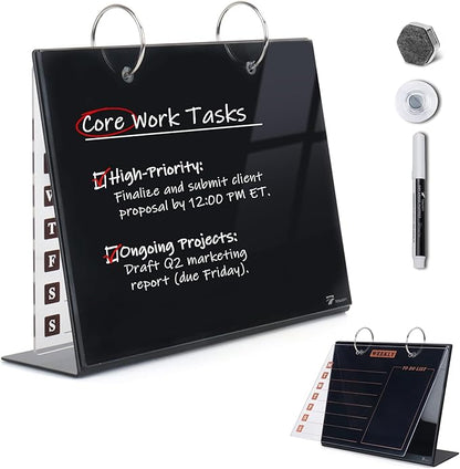 Desktop Glass Dry Erase & Acrylic Aesthetic Desk Calendar Weekly to-do List by TOWON