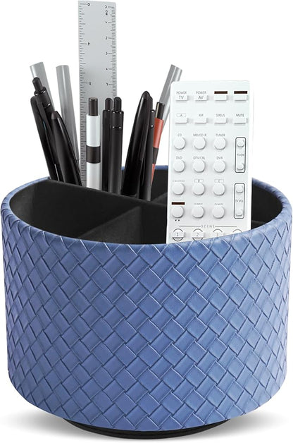 Hennaja Round Leather Art Supply Organizer, Remote Control Holder, 360 Degree by Hennaja
