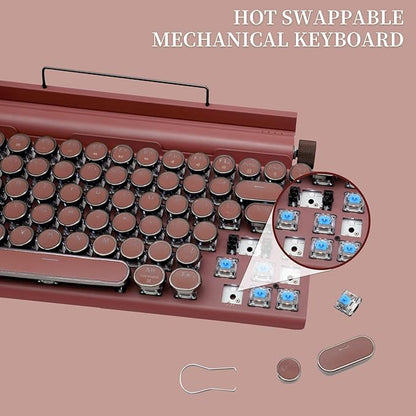 Adventurers Retro Typewriter-Style Mechanical Keyboard, 83 Keys, 75% Compact - Image 2