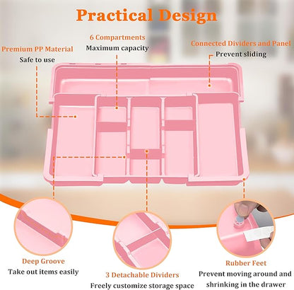 Spaclear Large Utensil Drawer Organizer Expandable Silverware Organizer - Image 7