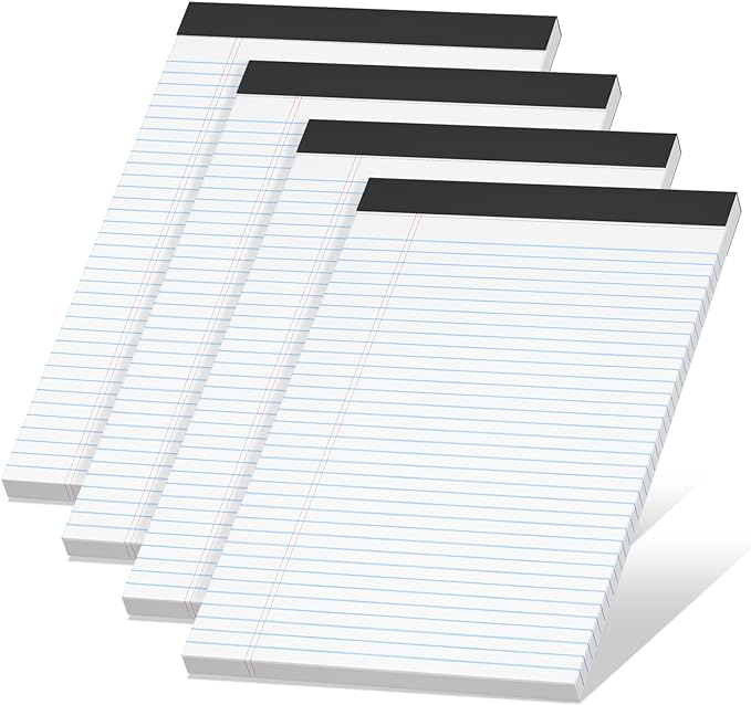 4 Pack Note Pads 8.5 x 11 White Legal Pads Narrow Ruled by NotePads