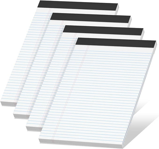 4 Pack Note Pads 8.5 x 11 White Legal Pads Narrow Ruled by NotePads