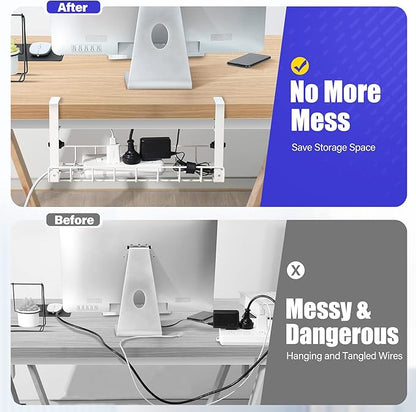 Under Desk Cable Management Tray, Xpatee Upgraded Wire Management No Drill No - Image 3