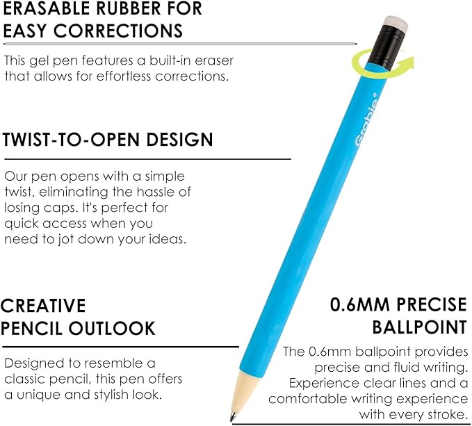 Grabie Erasable Gel Pens, 9 Colors Erasable Pens, Make Mistakes Disappear - Image 3