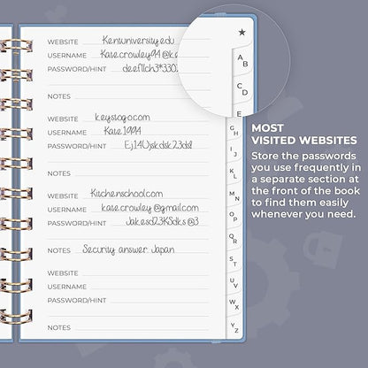 Clever Fox Password Book Spiral – Mini Internet Address & Password Organizer - Image 4