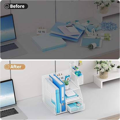 Marbrasse Desk Organizer and Accessories, 3-Tier File Organizer - Image 7
