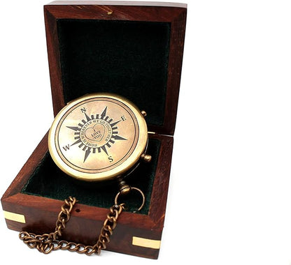 US HANDICRAFTS Home is Wherever Engraved Brass Compass - Image 2
