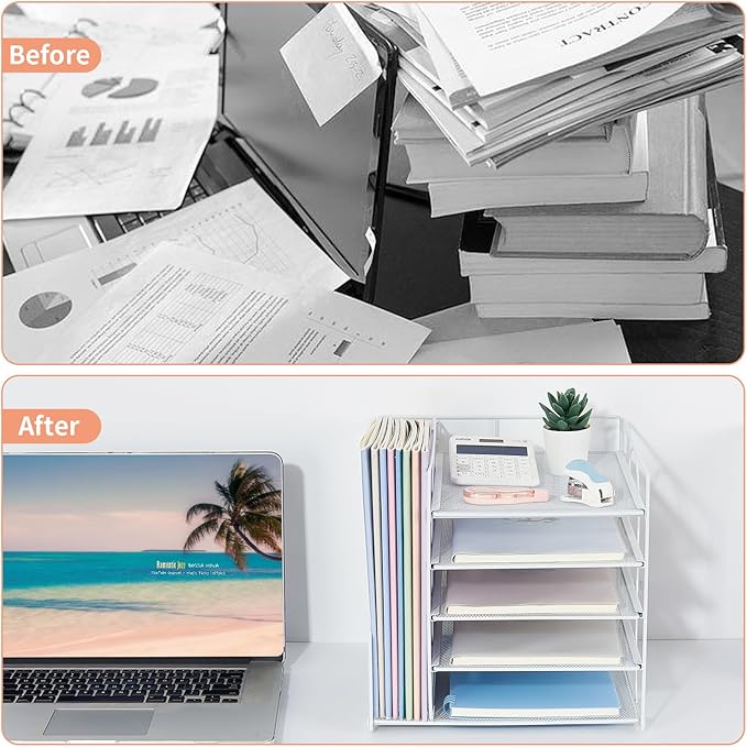 LEKETREE Desk Organizers and Accessories, 5-Tier Paper Letter Tray Organizer - Image 2