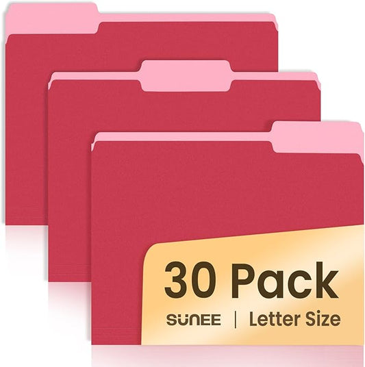 SUNEE File Folders, 30 Pack Manilla Folders 8.5 x 11, Colored File Folder Home by SUNEE