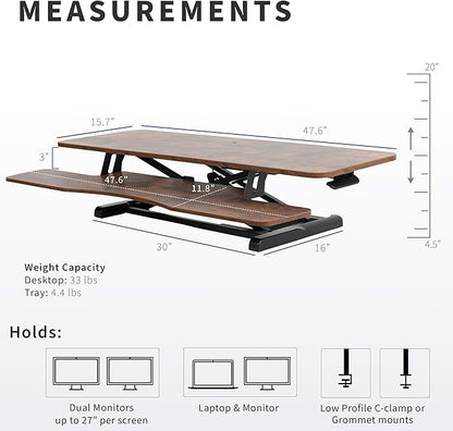 VIVO 48 inch Desk Converter, K Series, Height Adjustable Sit to Stand Riser - Image 3