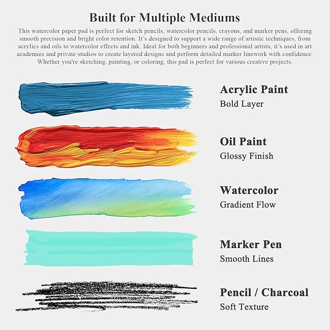 Fuxi Water Color Paper 9 x 12, Watercolor Sketchbook 140 lb Cold Press - Image 6