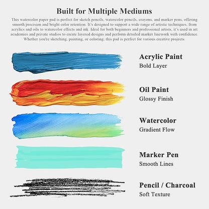 Fuxi Water Color Paper 9 x 12, Watercolor Sketchbook 140 lb Cold Press - Image 6