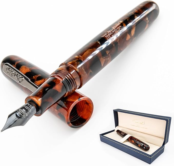 Conklin All American Fountain Pen in Brownstone – Stub Nib, Rich Brown Finish & by Conklin