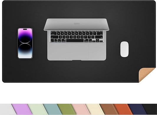 AFIING Dual-Sided Desk Pad, Natural Cork & PU Leather, Desk Mat Protector by AFIING
