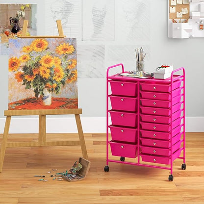 GLACER 15 Drawers Rolling Cart, Storage Cart - Image 2