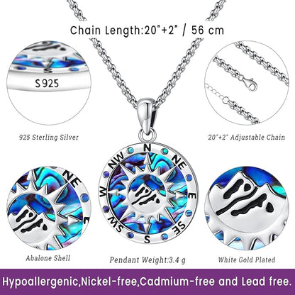 Compass Necklace for Women Men 925 Sterling Silver Pendant Urn Necklaces for - Image 3