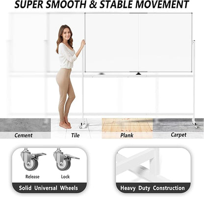 Neatsure Large Rolling Whiteboard on Wheels, Portable Standing Magnetic Dry - Image 4