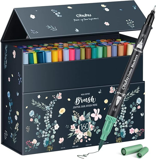 Ohuhu Markers for Adult Coloring Books No Bleeding 160 Colors Coloring Markers by Ohuhu