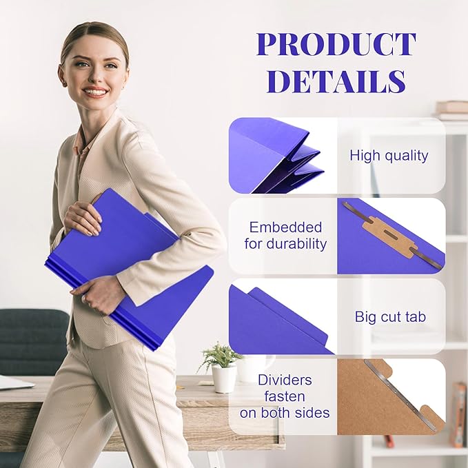 Skyygemm 24 Pcs Classification Folders Letter Size, 1 Divider Pressboard File - Image 3