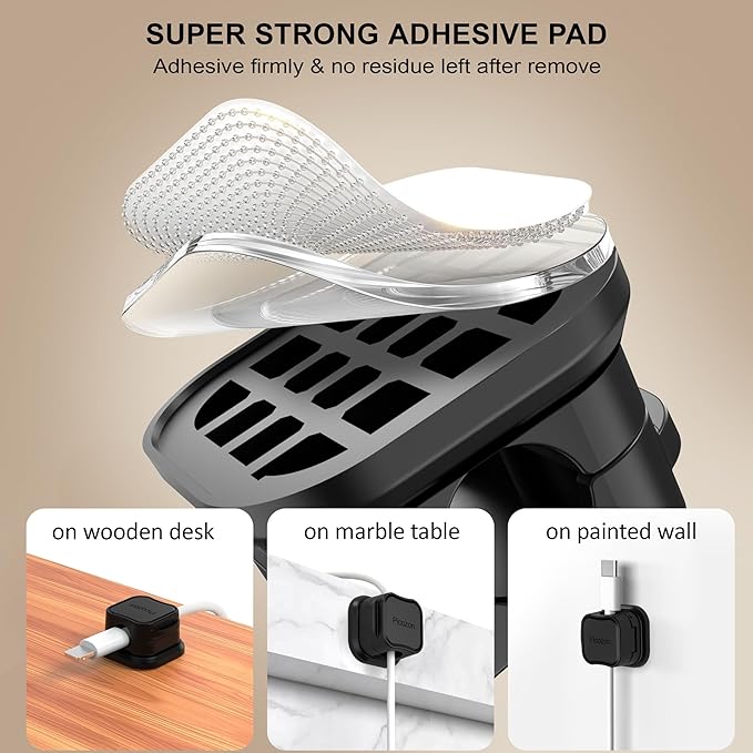 24 Pack Magnetic Cable Clip Organizer Cord Holder, Picozon Adhesive Cable - Image 6
