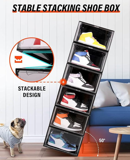 KDOR Clear Shoe Boxes Stackable, 3 Pack Shoe Storage Box - Image 5