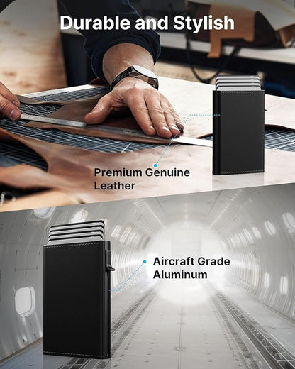 typecase Mens Wallet Card Holder: Pop Up Aluminum Case, Genuine Leather - Image 5