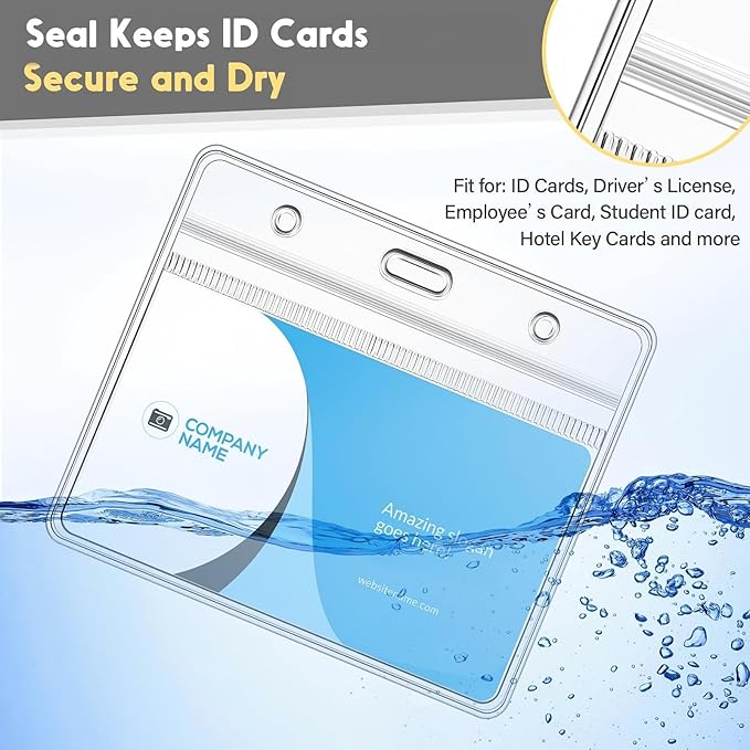 Marspark 100 Pieces Clear Plastic Horizontal Name Badge ID Card Holders - Image 3