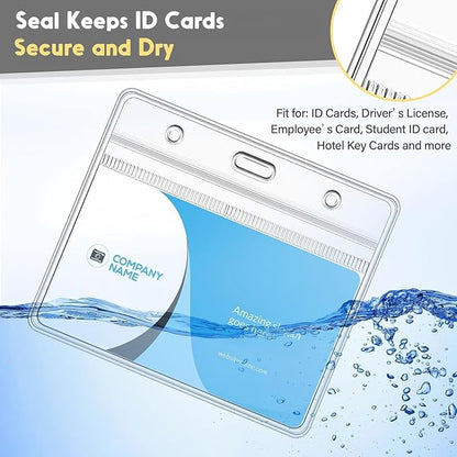 Marspark 100 Pieces Clear Plastic Horizontal Name Badge ID Card Holders - Image 3