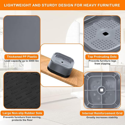 shouwuhho 12 Pack Furniture Risers Adjustable Bed Risers Heavy Duty Lifts - Image 5