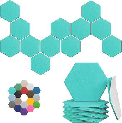 Hexagonal Acoustic Panels-12 Pack High-Density Sound Absorbing Panels by UNECHOACOUSTIC