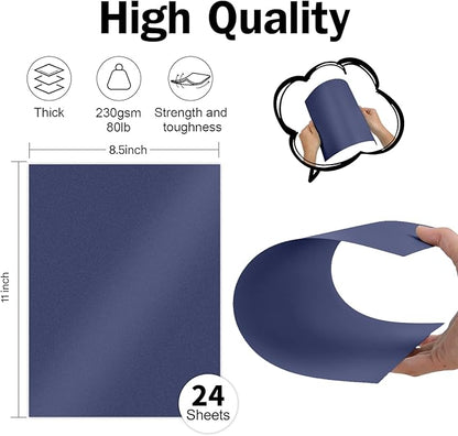 Navy Blue Shimmer Cardstock 8.5 x 11 Navy Blue Paper, Goefun 24 Sheets 80lb - Image 2