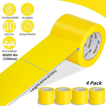 4 Rolls Yellow Painters Tape Bulk 4 inch x 60 Yards, Total 240 Yd, Painters - Image 2