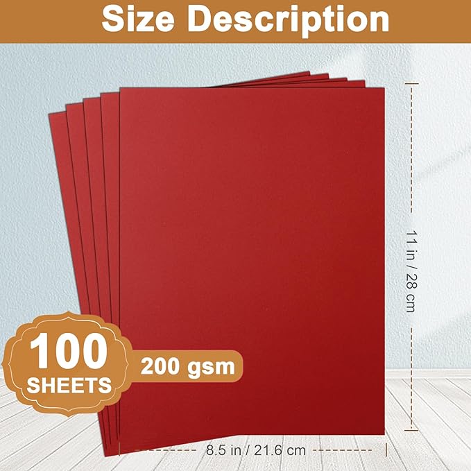 Silunkia 100 Sheets Christmas Red Cardstock 8.5 x 11 Scrapbooking Paper - Image 2