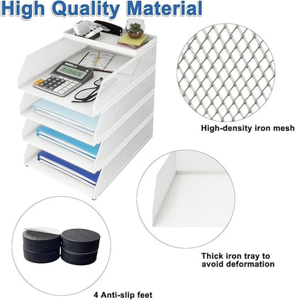 Natwind 4-Tier Stackable Paper Tray, Metal Mesh Desktop Organizer, Paper Sorter - Image 3