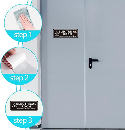 Electrical Room Door Sign for Business，Self-Adhesive Durable Modern Electrical - Image 5