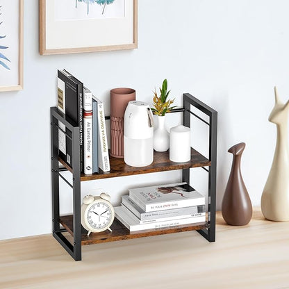 ART-GIFTREE Office Desk Shelf Organizer, Wood Desktop Bookshelf Supplies - Image 2