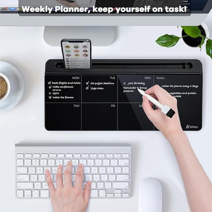 Varhomax Glass Weekly Planner Desk White Board, Desktop Calendar Whiteboard - Image 2