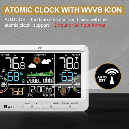 Weather Station Indoor Outdoor Thermometer Wireless, Home Atomic Clock - Image 5