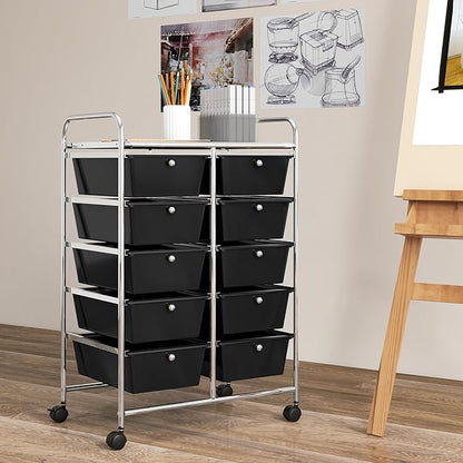 GOFLAME 10-Drawer Rolling Storage Cart, Art Craft Storage Organizer on Wheels - Image 2