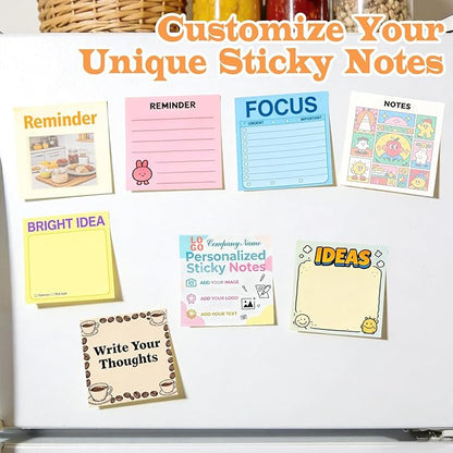 Personalized Sticky Notes Bulk 3-500 Pack – 3"x3" Custom Notepads Promotional - Image 2