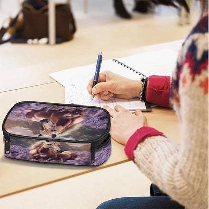 Pardick Pencil Case，Horse Lavender Big Capacity Pencil Pouch Coin Pouch - Image 7