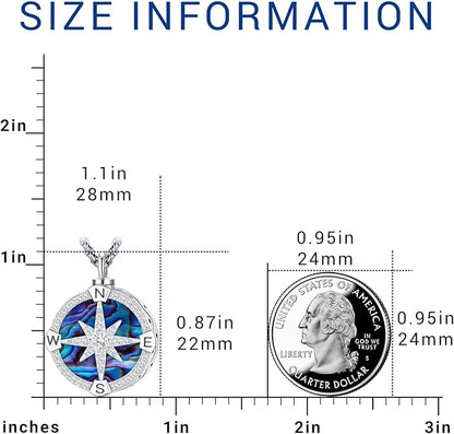 Compass Necklace for Women Men 925 Sterling Silver Pendant Urn Necklaces for - Image 3