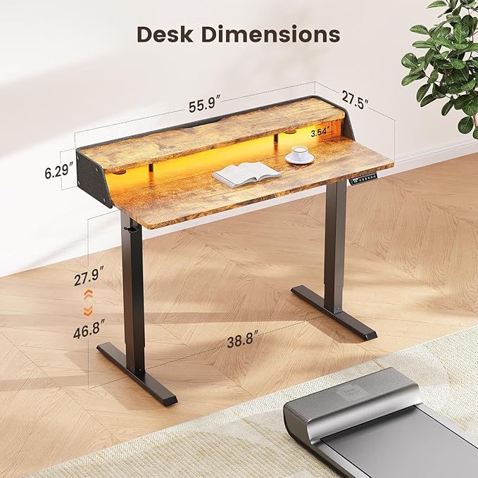 ErGear Standing Desk with LED Strip, 55″ x 28″ Electric Height Adjustable RGB - Image 2