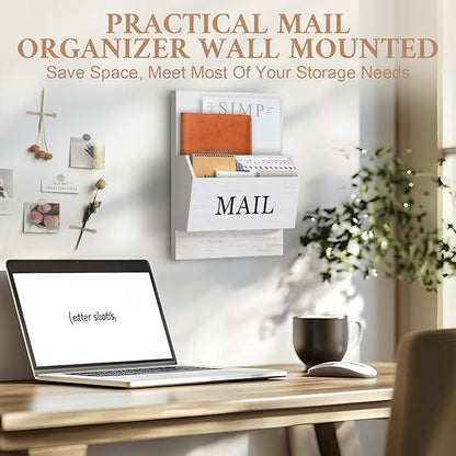 SeekElegant Mail Organizer Wall Mounted, 2-Slot Mail Holder - Image 4