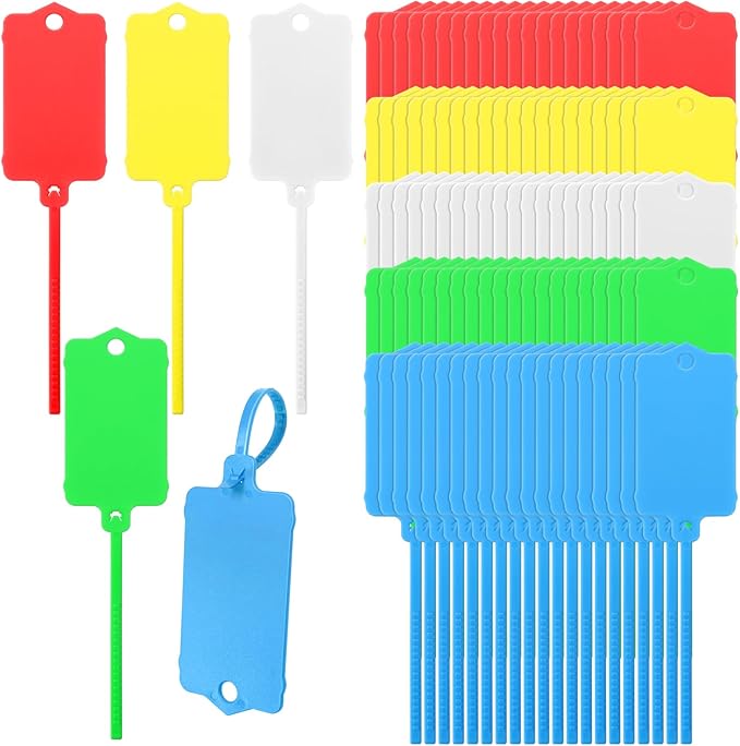 LeonBach 100 PCS Plastic Shipping Tags, 1.46" x 2.48", Waterproof Labels by LeonBach